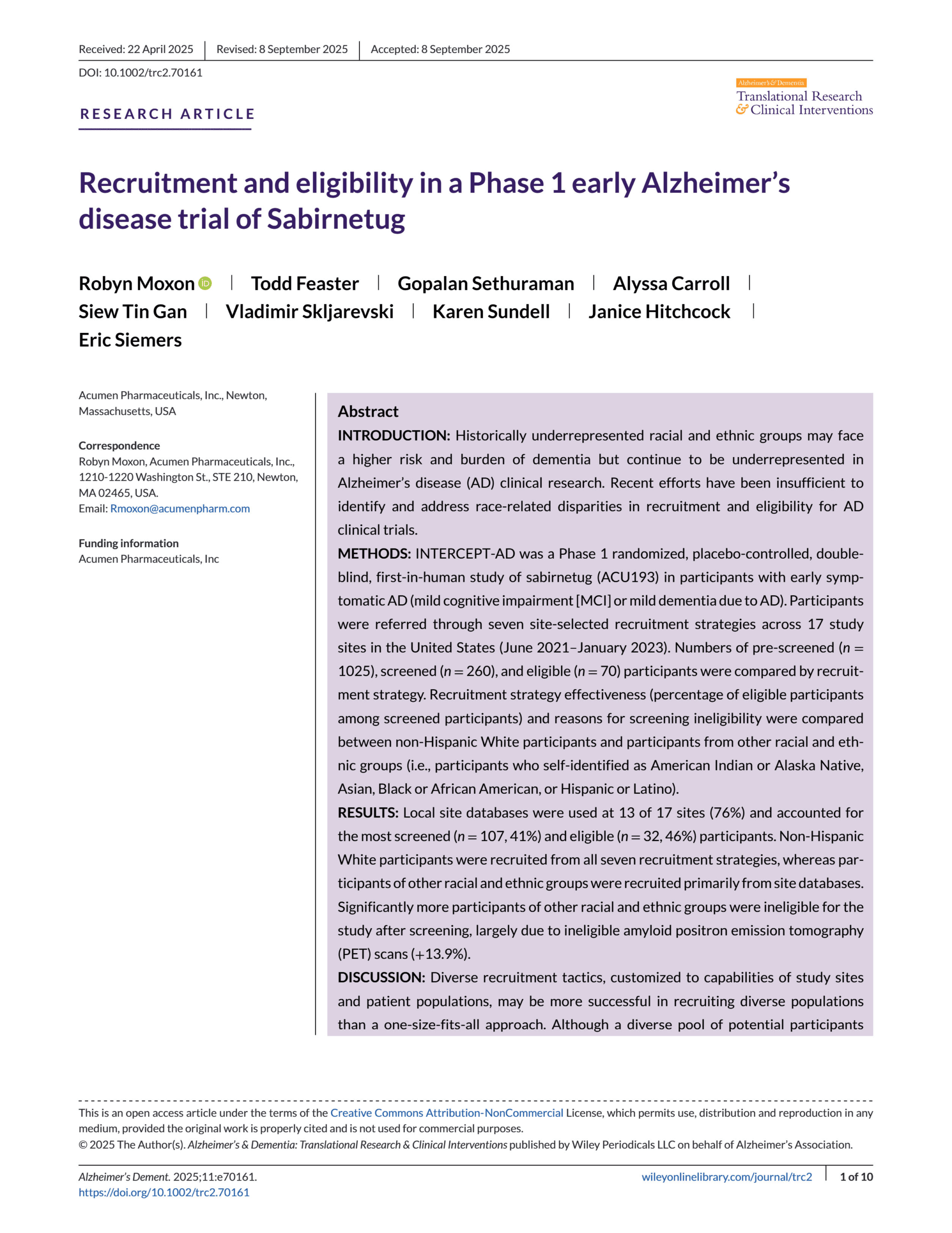2025 Alz & Dementia TRCI